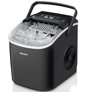 Машина для приготування льоду EUHOMY 12 кг, чорна. Швидке приготування, портативна, самоочищення.