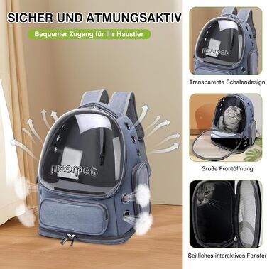 Рюкзак-переноска для котів та собак ALLSOPETS до 7.5 кг, блакитний. Інноваційний рюкзак-бульбашка для подорожей з внутрішнім ремінним кріпленням