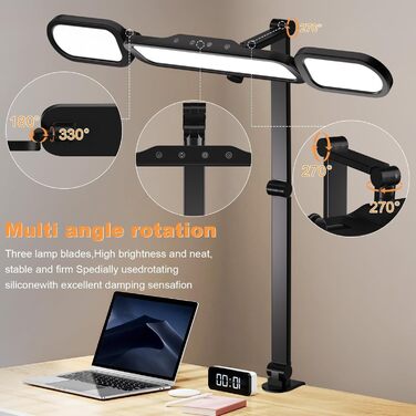 LED-лампа для столу Nuero з кріпленням, регульована, для дому та офісу, димерна, захищає очі, сучасний дизайн (4 секції)