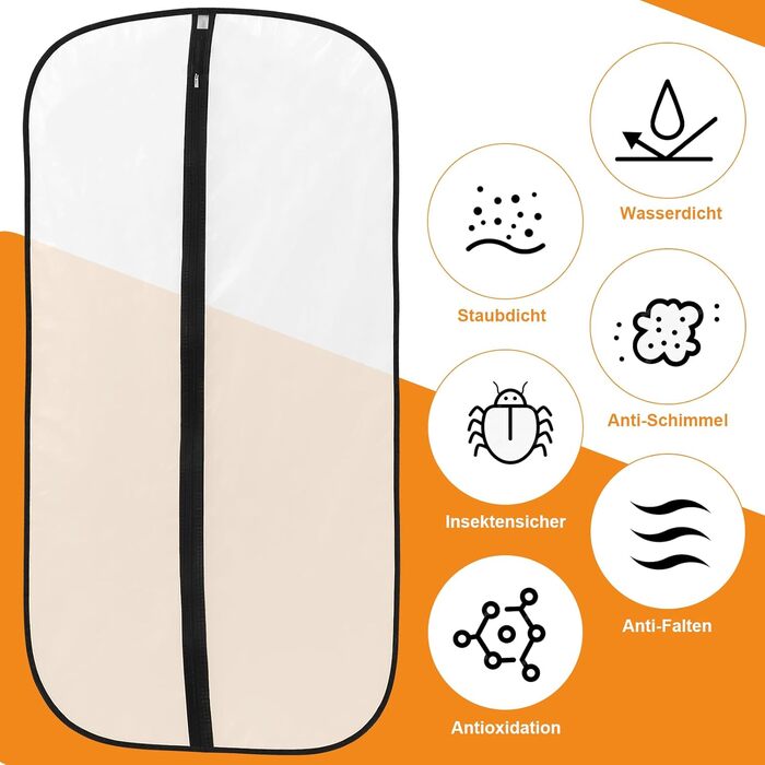 12 мішків для одягу Dntorx 60x100 см та 60x120 см, PEVA, прозорі, на блискавці