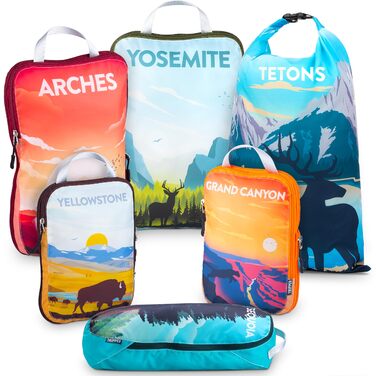 Набір кубиків для пакування TRIPPED Travel Gear: 6 шт., білий/зелений, для подорожей, з подвійним замком-блискавкою