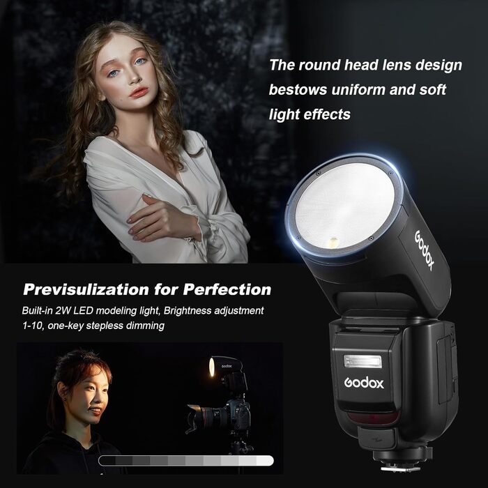 Godox V1PRO-F: Професійний спалах для камер Fujifilm з Li-ion батареєю, 76Ws, HSS 1/8000s, бездротовий зв'язок 2.4G, TTL
