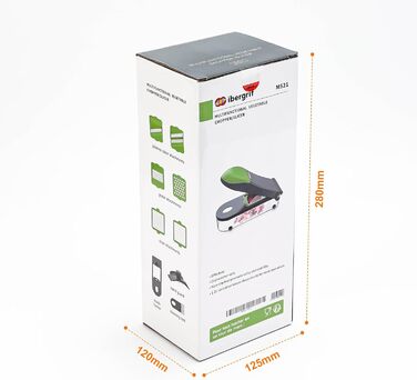 Ibergrif M521 – Мультифункціональний подрібнювач овочів 6-в-1, 1200 мл, чорно-зелений