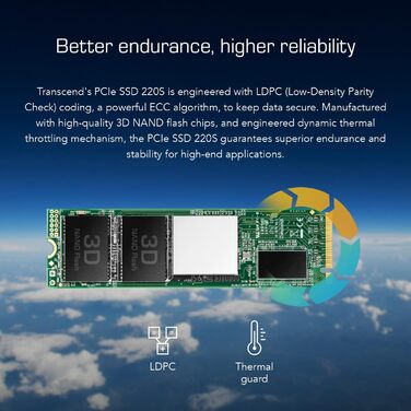 SSD накопичувач Transcend 1TB MTS220S NVMe PCIe Gen3 x4 M.2 2280 з DRAM Cache