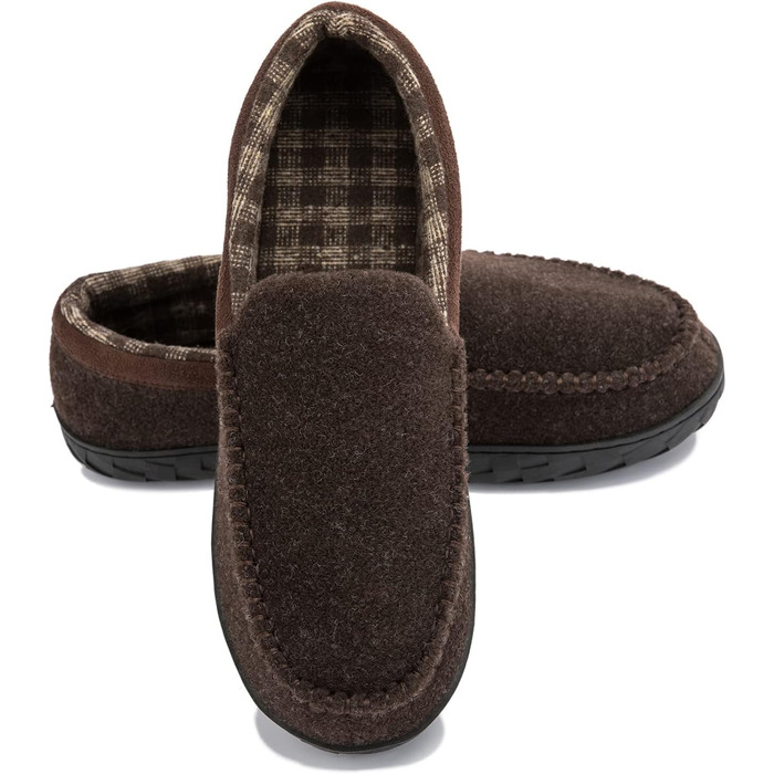 Домашні тапочки NewDenBer для чоловіків: мокасини з піною пам'яті, теплі та зручні, з неслизькою гумовою підошвою (41 EU, 1 Коричневий)