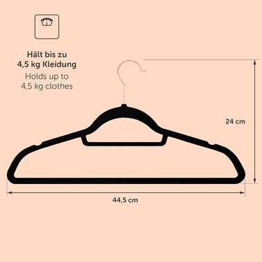 Blumtal Clothes Hangers 50 Pieces - Velvet Clothes Hangers 360° Swivel and Load-Bearing - Space-Saving and Non-Slip Clothes Hangers - Black Clothes Hangers with Velvet Cover - Velvet Hangers - Black Velvet Clothes Hangers