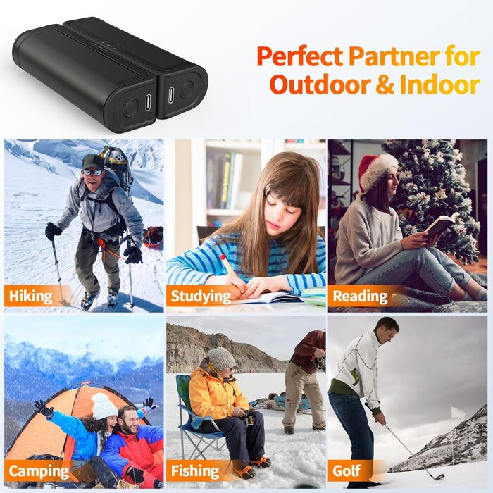 Електричні грілки для рук 2 шт. - USB, багаторазові, 3 режими нагріву, для дітей та жінок, чорний