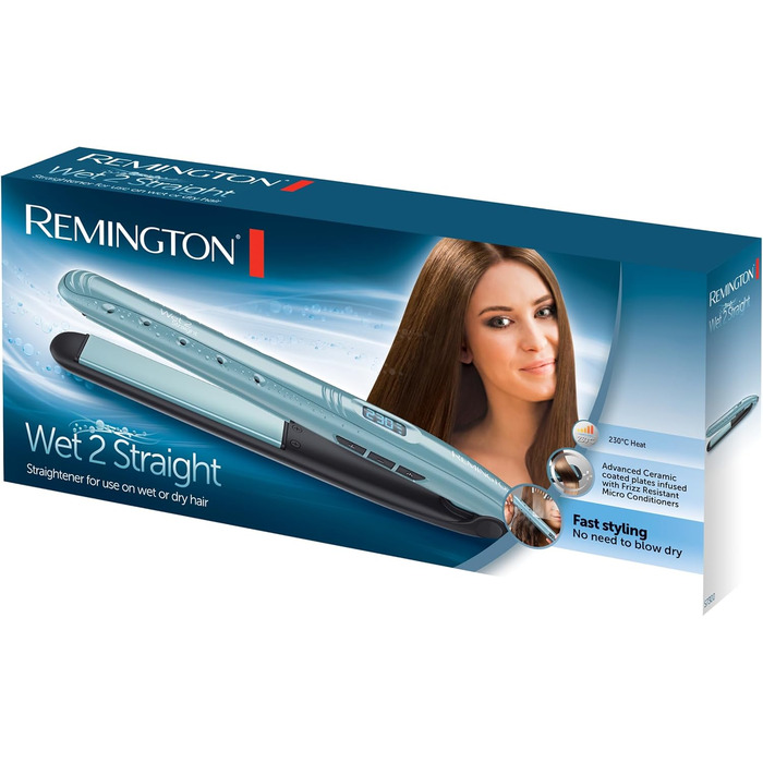 Випрямляч для волосся Remington Wet2Straight S7300: для мокрого та сухого використання, LCD-дисплей, 230°C
