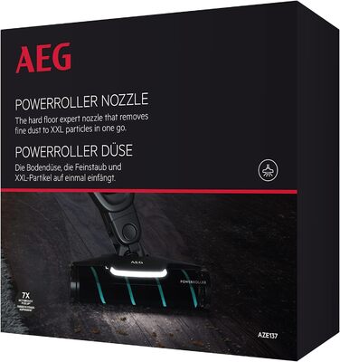 AEG AZE137 Power-Soft roller (floor nozzle ideal for hard floors, excellent suction power, LED headlights, fine dust & XXL particles, gentle cleaning, suitable for QX6, QX7, QX8-2, QX9, black) sleek, functional