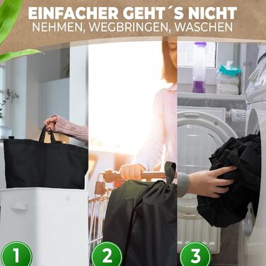 Deposit bottle collection container with lid and carrying bag | Deposit container with drop-in opening | Ideal bottle organizer for collecting deposits, bottle collector, empty container for kitchen - black (Beige without print)