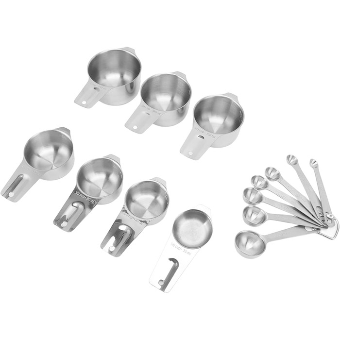 HUONIU 14-Piece Stainless Steel Measuring Cups and Spoons Set, Kitchen Utensils