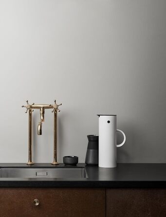 Термос Stelton EM77 - 1 літр, білий. Зберігає тепло та холод, з скляною вставкою, магнітний замок, для чаю та кави, вінтажний дизайн
