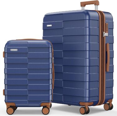 Чемодан VIPbox з жорсткою обшивкою, великий (75 см), розширюваний, легкий, з полікарбонату, з 3-річним сервісом, з TSA замком, 4 колеса, блакитний, M+XL (55+75 см)