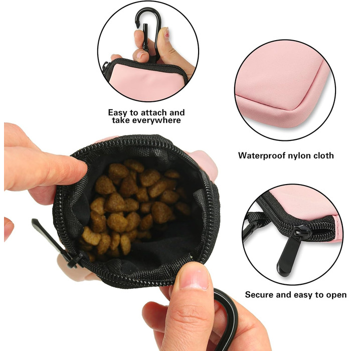Сумка для ласощів для собак COOWONE з тренувальним клікером, водонепроникна, з тримачем для пакетів, чорна та рожева