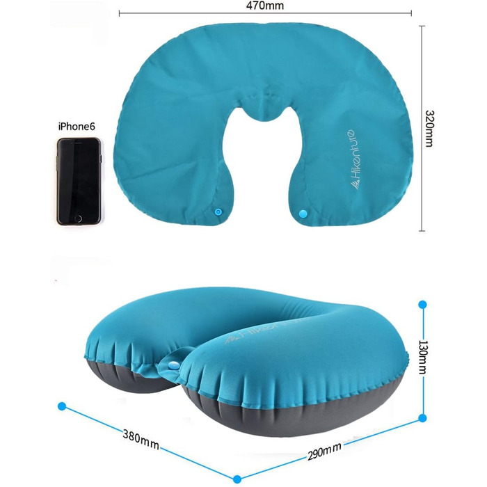 Надувна подушка для шиї HIKENTURE, Ultralight Travel Pillow – зручна подушка для подорожей, літака, авто, поїзда (Турквіс)