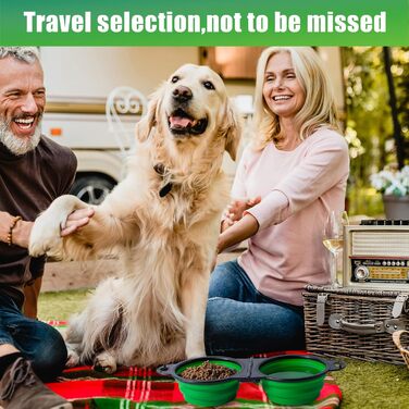 Складаний миска для собак SLSON, подвійний набір, для подорожей, прогулянок, активного відпочинку (зелений)