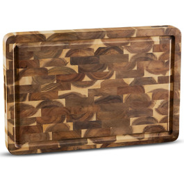 Дерев'яний обробний дошка Hackblock Classic з акації, 45 x 30 см, з канавкою для соку, преміум-якість