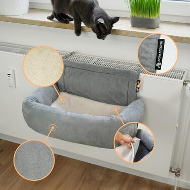 Premium Cat Heating Bed - Murphy - for cats up to 12kg - suitable for all radiators - all-around padded - cat bed for the heater