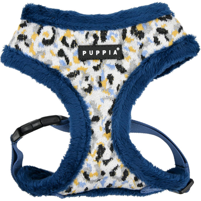 Нашийник для собак Puppia Huxley, теплий зимовий, леопардовий принт, регульований, синій, розмір M