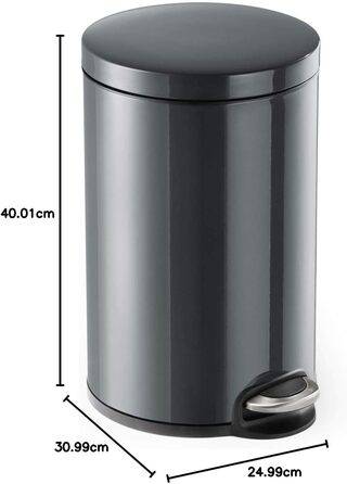 Відро для сміття металеве 12л Durable з педаллю, антрацит, з автоматичним закриттям та знімним відром