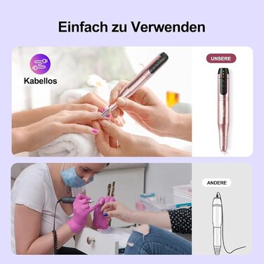 COSLUS Бездротовий портативний фрезер для нігтів 11 в 1: манікюр та педикюр, фрезер для гелю та акрилу, рожеве золото