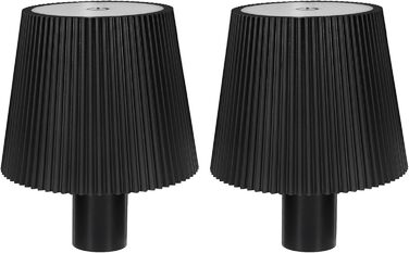 LED настільна лампа бездротова диммируемая, акумуляторна, чорна з USB-C, сенсорна, 3 колірні температури, плавне регулювання, регульована висота, IP54 вологостійка для внутрішнього та зовнішнього використання (чорний (2 шт))