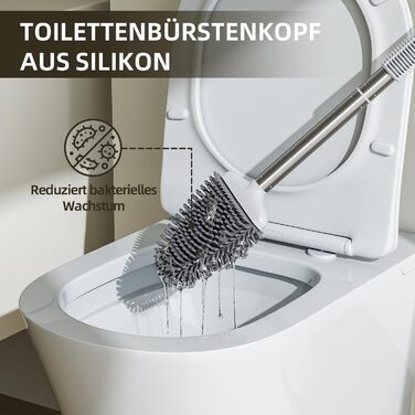 Набір для чищення унітазу ASOBEAGE: силіконова щітка, нержавіюча сталь, кріплення на стіну, швидке висихання, чорний (4 шт., 1 упаковка)