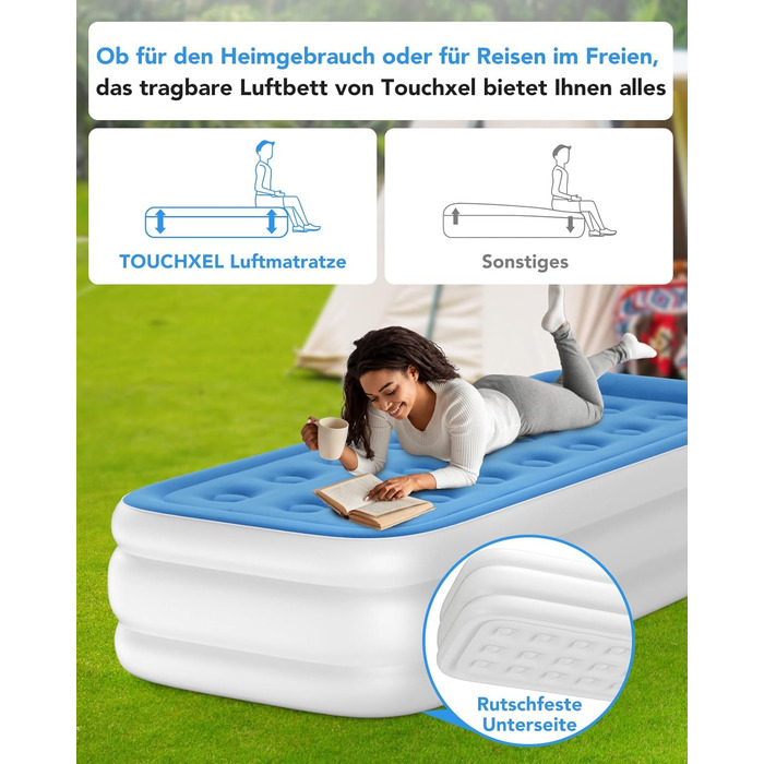 Надувний матрац односпальний з електричним насосом (Чорний)