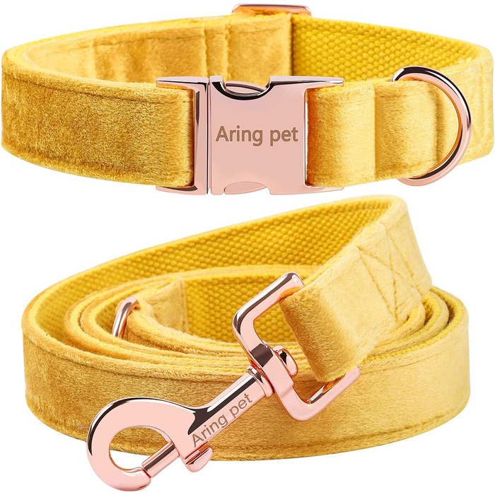 Набір повідка та нашийника для собак Aring Pet, зручний регульований набір для хлопчиків та дівчаток, темно-зелений (XS, темно-жовтий)
