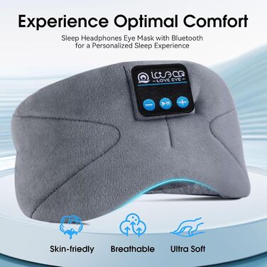 Маска для сну для тих, хто спить на боці з Bluetooth навушниками. 100% непрозора маска для очей, ультрам'яка, для подорожей, сну, йоги, медитації. Чорний колір, 1 шт.