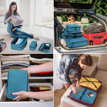 Органайзер для валізи, набір Packtaschen, Packing Cubes, 8 шт. (Білий, Синій)