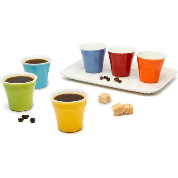 Brunch Time Espresso Cups, Set of 7, Multicolored