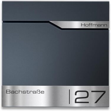 Поштовий ящик Metzler® з газетницею та індивідуальним написом з нержавіючої сталі V2A, антрацит Ral 7016. Гарантія 10 років, сучасний дизайн, стійкий до корозії.