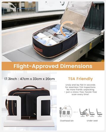 LOVEVOOK Рюкзак ручної об'єм 40L для подорожей, чорний. Підходить для ноутбука 17,3