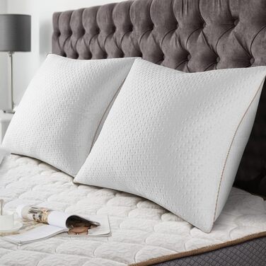 BedStory Pillowcases 80x80 2-Pack with Removable Bamboo Fiber Cover, Anti-Mite and Antibacterial Pillow Filled with 1500g x 2 Microfiber, Hypoallergenic, Comfortable, Soft, and Breathable Pillow - 2 Pieces (1 Pack) 80x80cm