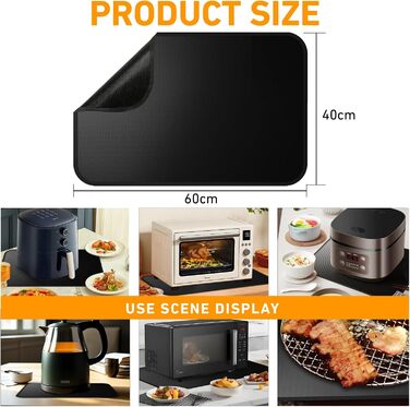 Термостійкий килимок під фритюрницю та кавоварку, 60x40 см, чорний