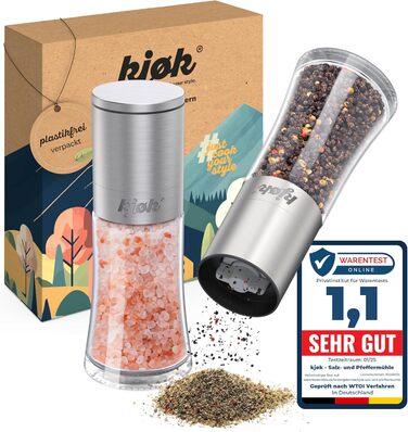 Набір для перцю та солі Kjøk Premium з нержавіючої сталі, 2 шт. з керамічним млинком