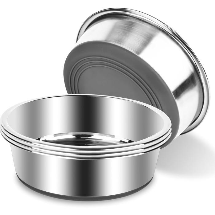 Набір з 4 мисок для собак з нержавіючої сталі, неслизькі миски для корму та води, підходять для собак маленьких, середніх та великих порід