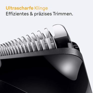 Триммер для бороди Braun Series 5 BT5525: Електрична машинка для стрижки бороди з 5 насадками, водонепроникна, 40 налаштувань довжини, сірий