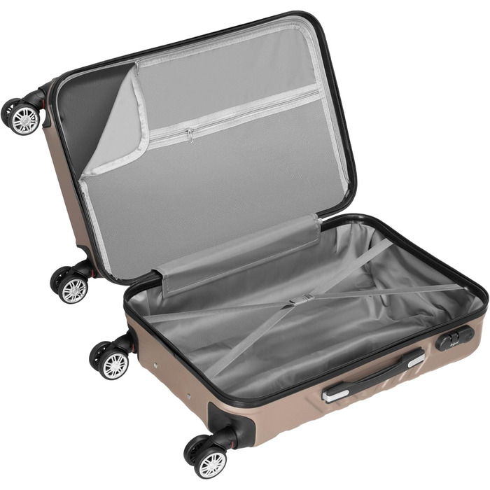 Набір валіз Zelsius 3 шт. Champagne | ABS, з кодовим замком, роздільниками всередині | Ручна валіза, набір валіз, Trolley, велика валіза