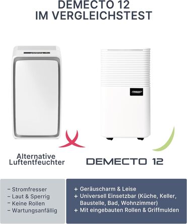 Зволожувач повітря Comedes® Demecto 12 - 12л/24г, тихий, з роликами, для дому та офісу до 25м²