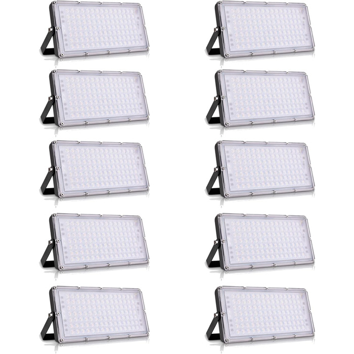 LED Floodlight 300W 30000LM Spotlight Outdoor Floodlight, 3000K Warm White Floodlight - IP65 Waterproof Floodlight Outdoor Wall Lights for Garden, Terrace, Garage, Sports Field, Factory, Workshop (10 Pieces, 100W Warm White)