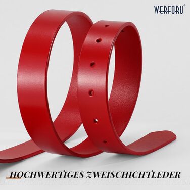 Жіночий шкіряний ремінь WERFORU для джинсів, спідниць та суконь з золотою пряжкою, червоний, довжина 110 см (85-97 см талія)