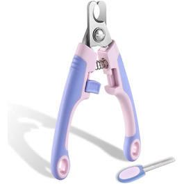 Професійна кусачка для собак та котів EooCoo, великих та середніх порід, з захистом, блокуванням та пилочкою для нігтів - ідеальний подарунок на Різдво, фіолетовий + рожевий