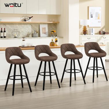 Барні стільці WOLTU 2 шт. з підніжкою та спинкою, з дерева, для кухні, бару, кафе, ресторану, білі, BH111ws-2