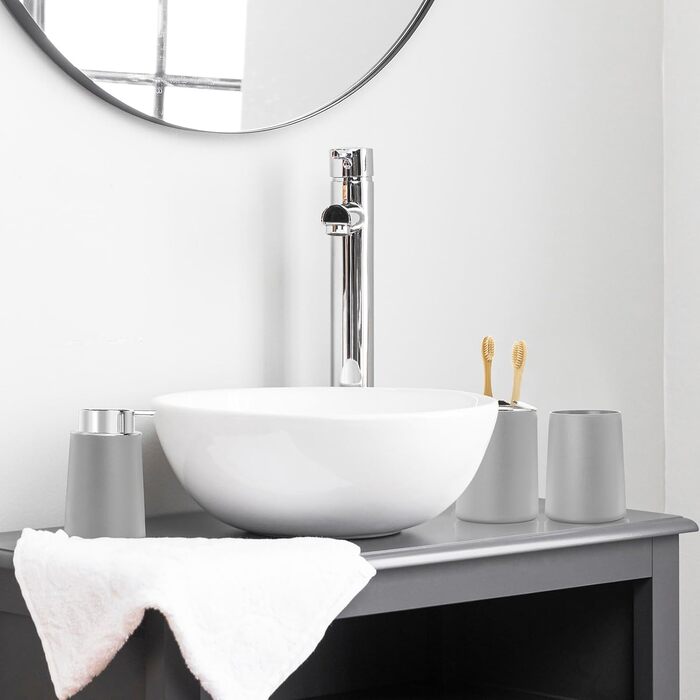 Набір аксесуарів для ванної кімнати FEILANDUO (4 шт.), сірий: мильниця, дозатор мила, тримач для зубних щіток