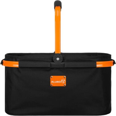 Кошик для покупок ALUBOX 25 літрів BLACK EDITION - поліестер чорний, рама алюмінієва оранжева