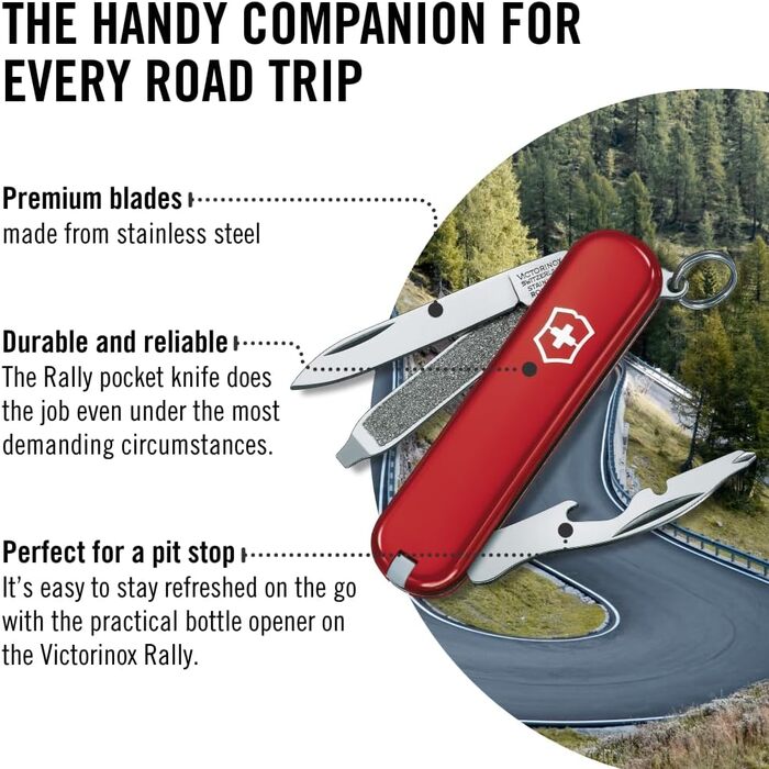 Швейцарський ніж Victorinox Rally Mini - мультитул з 9 функцій, для ключів, Swiss Army Knife