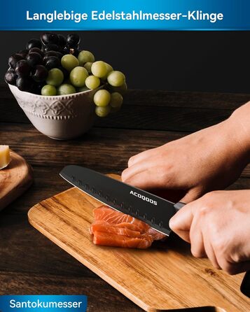 ACOQOOS 14-Piece Knife Block Set with Sharpener - Professional Kitchen Knife Set, Black