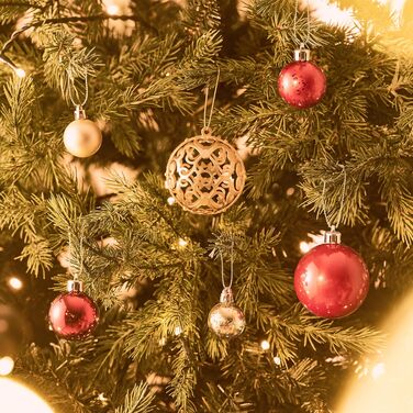 Набір ялинкових прикрас Valery Madelyn (50 шт.) - ялинкові кулі, червоно-золотий декор з підвісками
